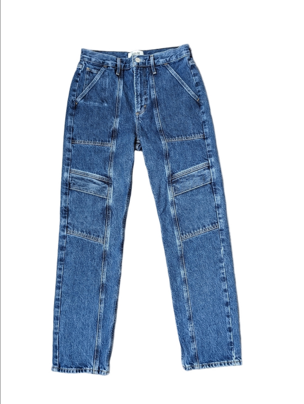 Agolde Women's Jeans Cooper Cargo Utility Regulation Organic cotton Blue Size 25